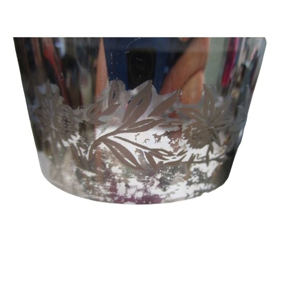 Vintage Silver Etch Thistle Floral Rim Mid Mod Zombie Glasses Wear GUC A Pair - Picture 3 of 16